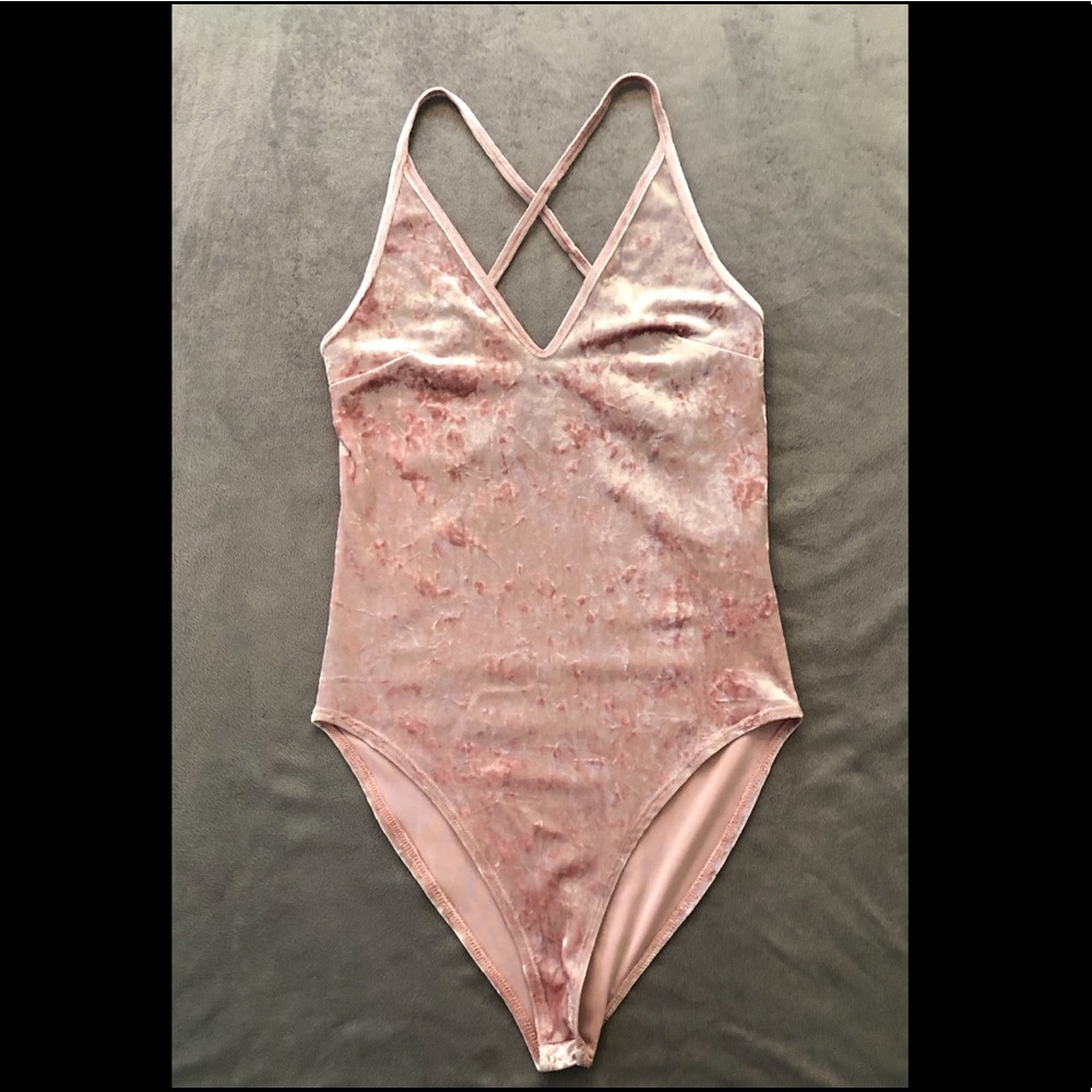 Light pink velvet body suit!